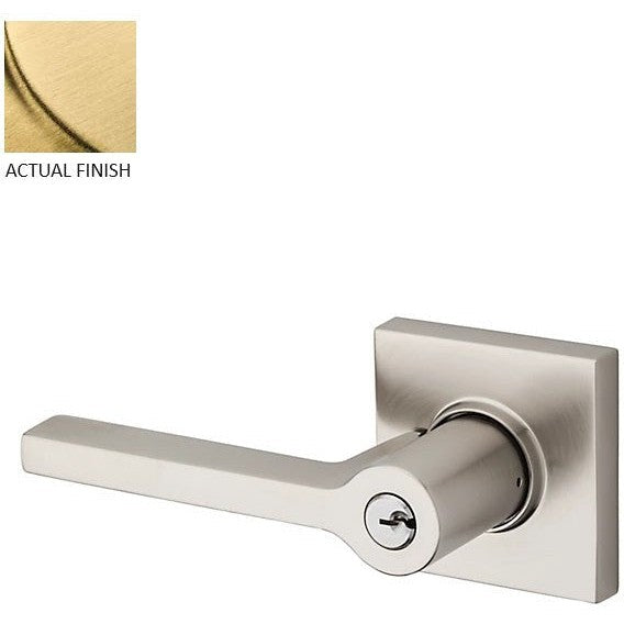 Baldwin Estate 5285 Keyed Square Left Handed Lever with Square Rosette in Lifetime Satin Brass finish