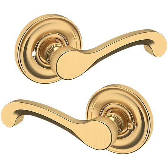 Baldwin Estate 5445V Privacy Lever with 5048 Rosette in Lifetime Satin Brass finish