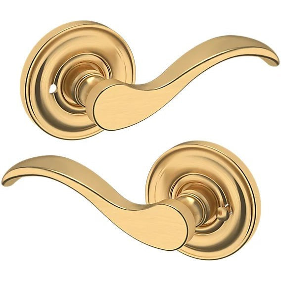 Baldwin Estate 5455V Privacy Lever with 5048 Rosette in Lifetime Satin Brass finish