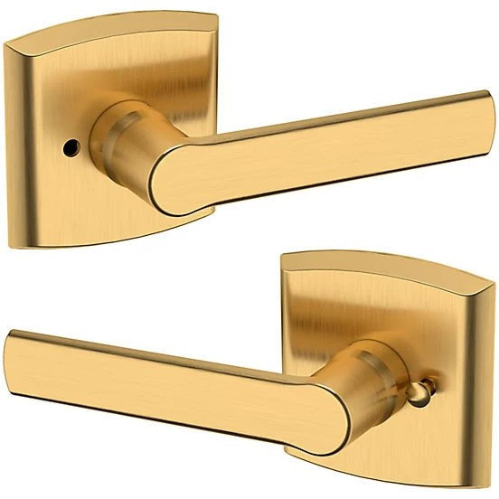 Baldwin Estate 5485V Privacy Lever with R026 Rosette in Lifetime Satin Brass finish