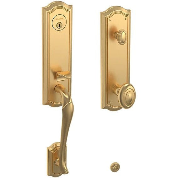 Baldwin Estate Bethpage Single Cylinder Handleset with Interior 5077 Knob in Lifetime Satin Brass finish