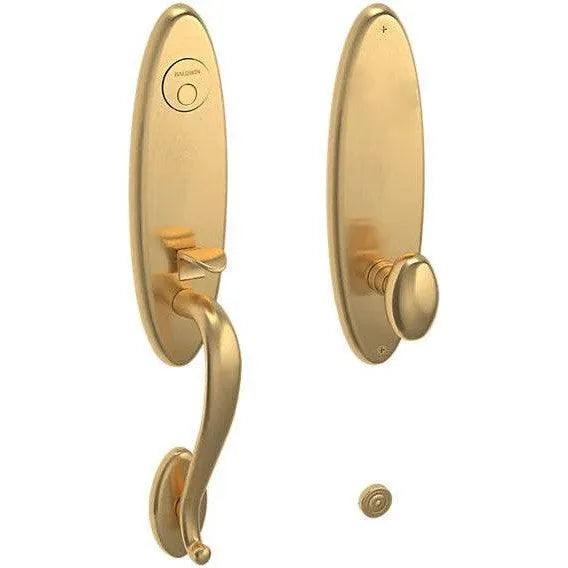 Baldwin Estate Blakely Single Cylinder Handleset with Interior 5025 Egg Knob in Lifetime Satin Brass finish