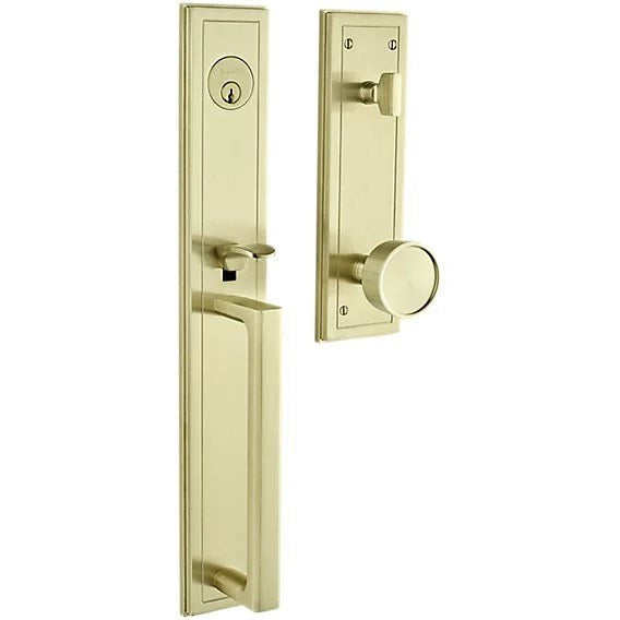 Baldwin Estate Hollywood Hills Single Cylinder Full Handleset with Interior K008 Knob in Lifetime Satin Brass finish
