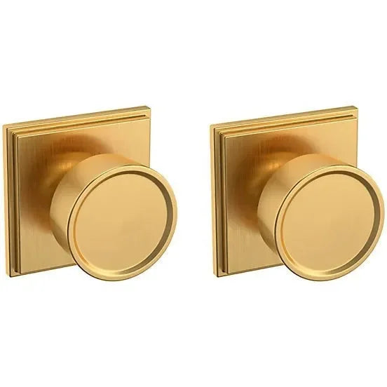 Baldwin Estate K007 Hollywood Hills Full Dummy Knob with R050 Rosette in Lifetime Satin Brass finish