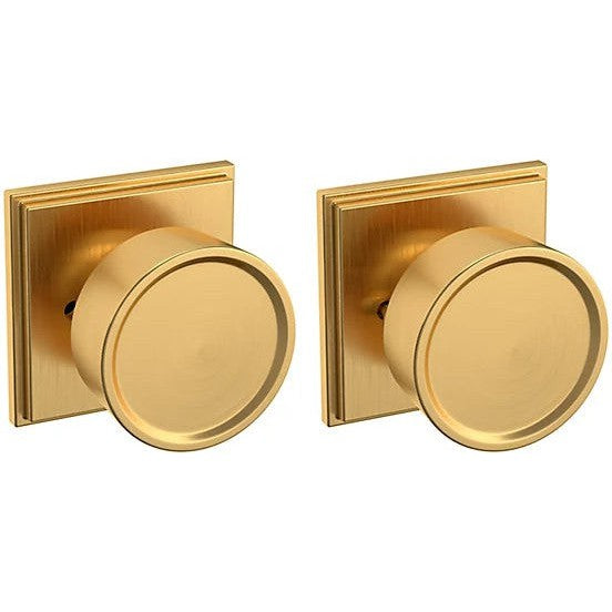 Baldwin Estate K008 Hollywood Hillls Privacy Knob with R050 Rosette in Lifetime Satin Brass finish