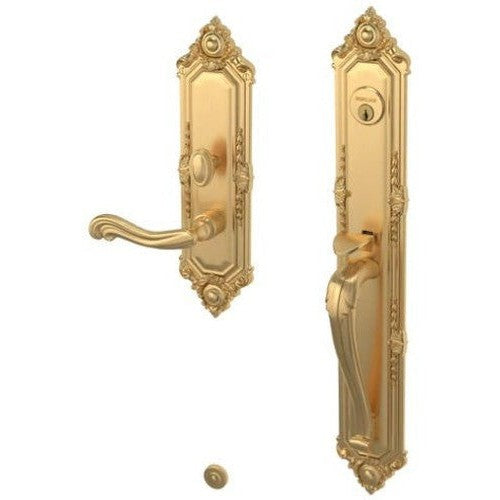 Baldwin Estate Kensington Mortise Handleset Entrance Trim with Interior 5108 Lever in Lifetime Satin Brass finish