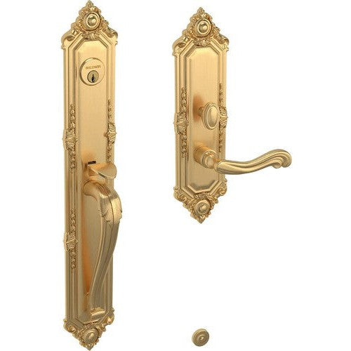 Baldwin Estate Kensington Mortise Handleset Entrance Trim with Interior 5108 Lever in Lifetime Satin Brass finish