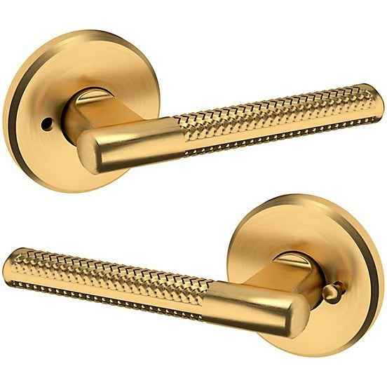 Baldwin Estate L015 Privacy Lever with R016 Rosette in Lifetime Satin Brass finish