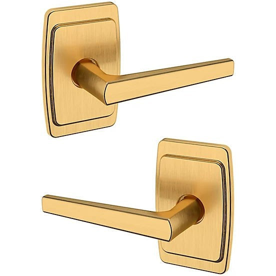 Baldwin Estate L024 Full Dummy Lever with R046 Rosette in Lifetime Satin Brass finish