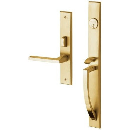 Baldwin Estate Lakeshore Mortise Handleset Entrance Trim with Interior 5162 Lever in Lifetime Satin Brass finish