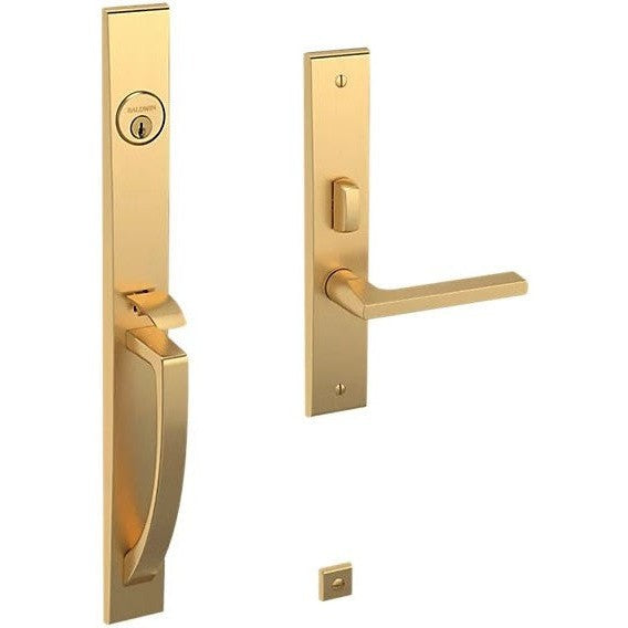 Baldwin Estate Lakeshore Mortise Handleset Entrance Trim with Interior 5162 Lever in Lifetime Satin Brass finish