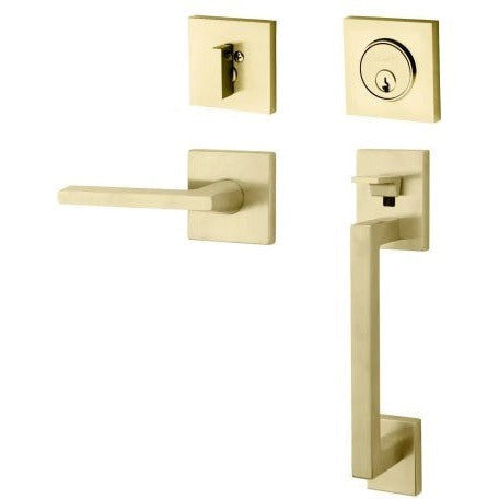 Baldwin Estate Minneapolis Sectional Single Cylinder Handleset with Interior 5162 Lever in Lifetime Satin Brass finish