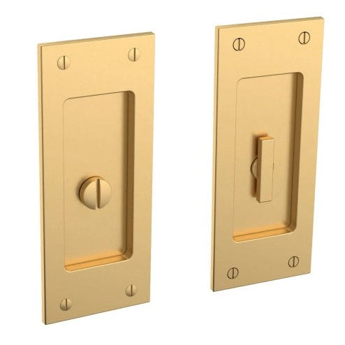 Baldwin Estate Santa Monica Privacy Small Pocket Door Set in Lifetime Satin Brass finish