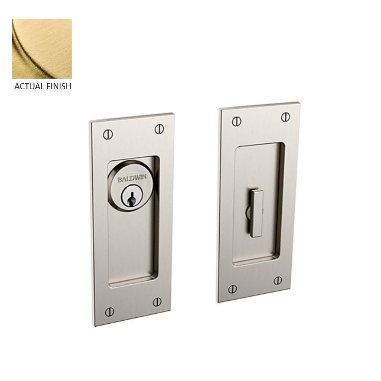 Baldwin Estate Santa Monica Keyed Entry Small Pocket Door Set in Lifetime Satin Brass finish