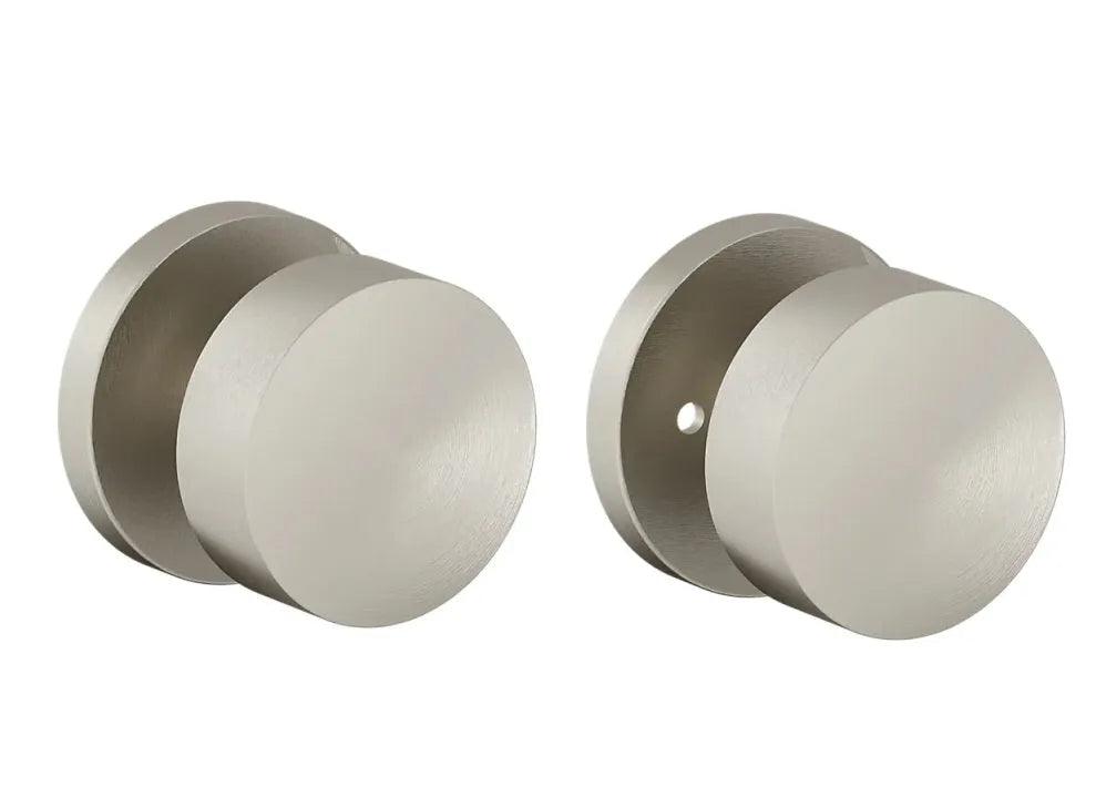 The Baldwin Estate 5079 Minneapolis Knob (2 3/8") with 5046 Rosette in Lifetime Satin Nickel finish.