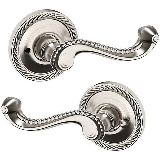 Baldwin Estate 5104 Privacy Lever with 5004 Rosette in Lifetime Satin Nickel finish