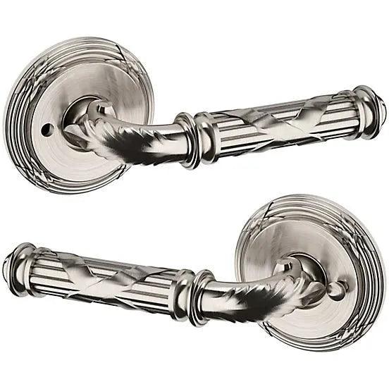 Baldwin Estate 5122 Privacy Lever with 5022 Rosette in Lifetime Satin Nickel finish