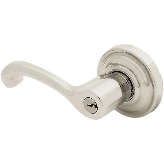 Baldwin Estate 5245 Keyed Classic Left Handed Lever with Classic Rosette in Lifetime Satin Nickel finish