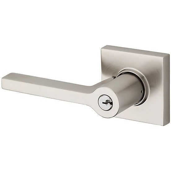 Baldwin Estate 5285 Keyed Square Left Handed Lever with Square Rosette in Lifetime Satin Nickel finish