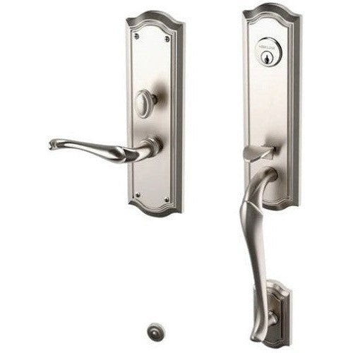 Baldwin Estate Bethpage Mortise Handleset Trim with Interior Lever in Lifetime Satin Nickel finish