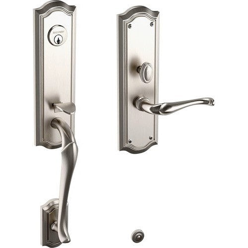 Baldwin Estate Bethpage Mortise Handleset Trim with Interior Lever in Lifetime Satin Nickel finish