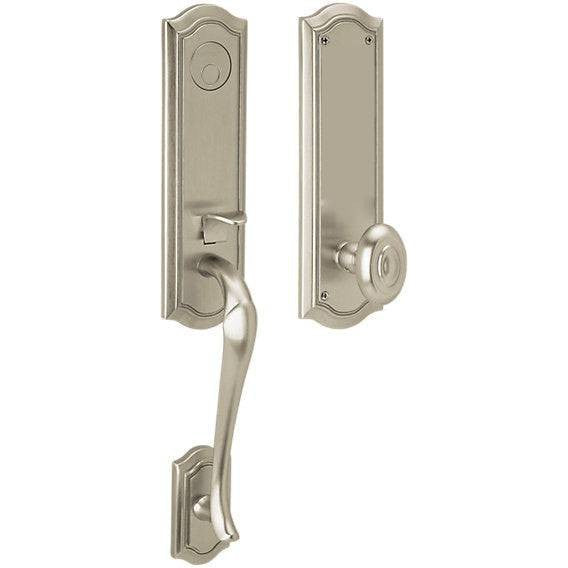 Baldwin Estate Bethpage Single Cylinder Handleset with Interior 5077 Knob in Lifetime Satin Nickel finish
