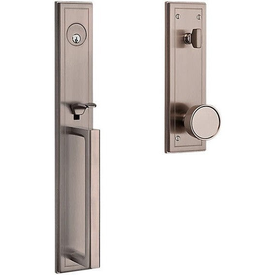 Baldwin Estate Hollywood Hills Single Cylinder Full Handleset with Interior K008 Knob in Lifetime Satin Nickel finish