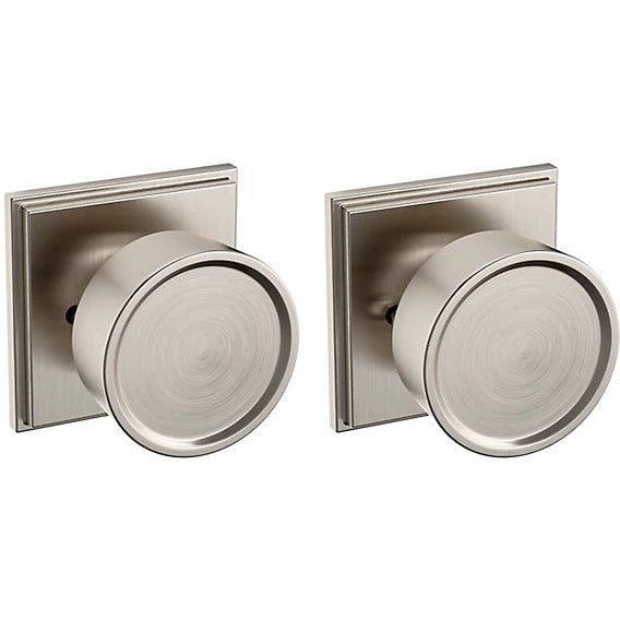 Baldwin Estate K008 Hollywood Hillls Privacy Knob with R050 Rosette in Lifetime Satin Nickel finish