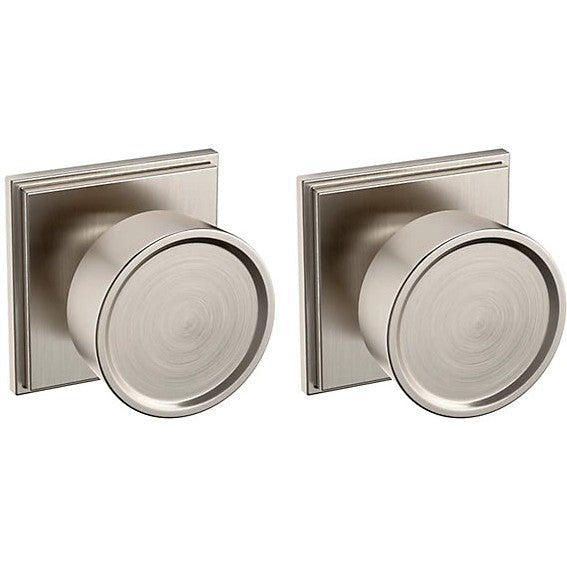 Baldwin Estate K008 Hollywood Hills Full Dummy Knob with R050 Rosette in Lifetime Satin Nickel finish