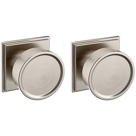 Baldwin Estate K009 Hollywood Hills Full Dummy Knob with R050 Rosette in Lifetime Satin Nickel finish