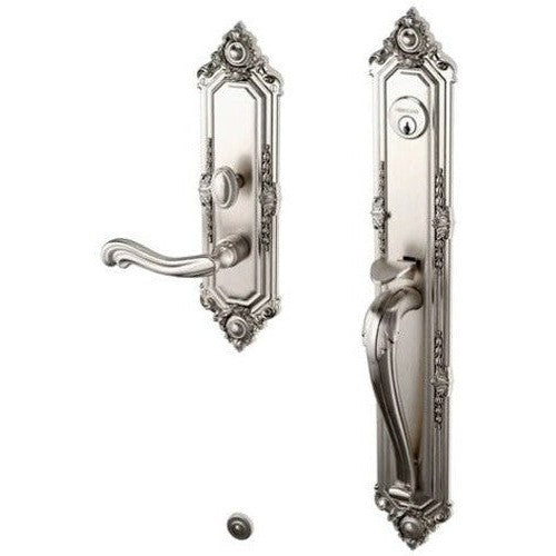 Baldwin Estate Kensington Mortise Handleset Entrance Trim with Interior 5108 Lever in Lifetime Satin Nickel finish