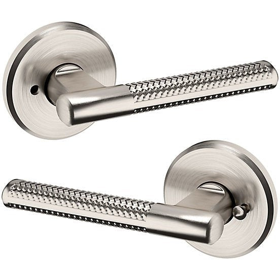 Baldwin Estate L015 Privacy Lever with R016 Rosette in Lifetime Satin Nickel finish