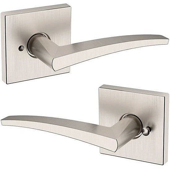 Baldwin Estate L022 Privacy Lever with R017 Rosette in Lifetime Satin Nickel finish