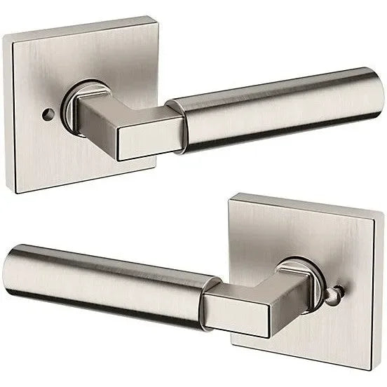 Baldwin Estate L029 Gramercy Privacy Lever with R017 Rosette in Lifetime Satin Nickel finish