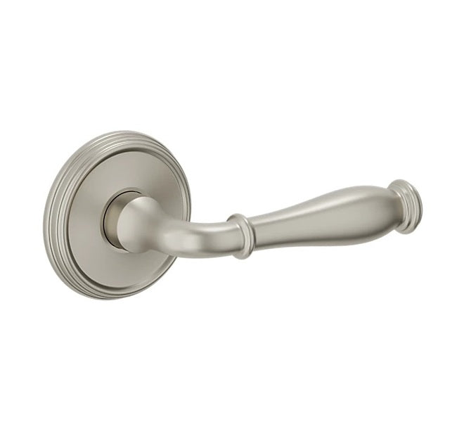 The Baldwin Estate L034 Nashville Lever with 5078 Rosette in Lifetime Satin Nickel finish.