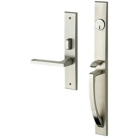 Baldwin Estate Lakeshore Mortise Handleset Entrance Trim with Interior 5162 Lever in Lifetime Satin Nickel finish