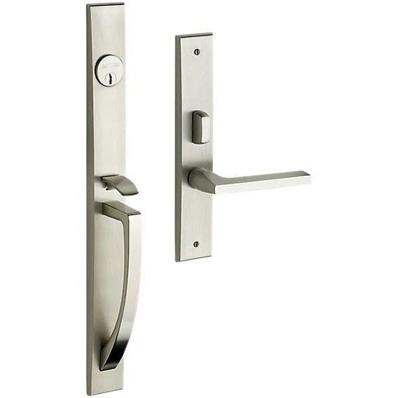 Baldwin Estate Lakeshore Mortise Handleset Entrance Trim with Interior 5162 Lever in Lifetime Satin Nickel finish