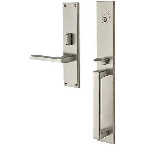 Baldwin Estate Minneapolis Mortise Handleset Entrance Trim with Interior 5162 Lever in Lifetime Satin Nickel finish