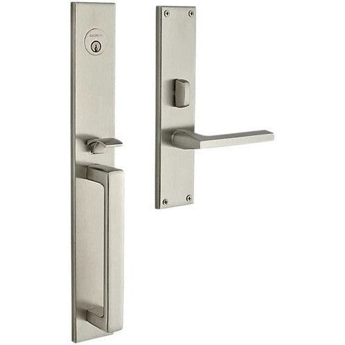 Baldwin Estate Minneapolis Mortise Handleset Entrance Trim with Interior 5162 Lever in Lifetime Satin Nickel finish