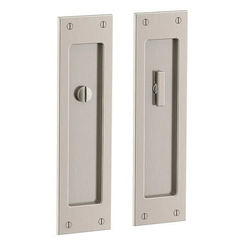 Baldwin Estate Santa Monica Privacy Large Pocket Door Set in Lifetime Satin Nickel finish