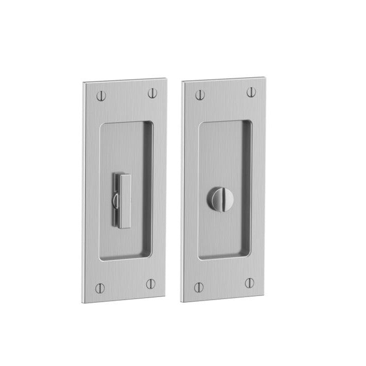 Baldwin Estate Santa Monica Privacy Small Pocket Door Set in Lifetime Satin Nickel finish