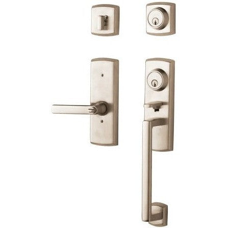 Baldwin Estate Soho 2-Point Lock Single Cylinder Handleset With Interior Soho Lever in Lifetime Satin Nickel finish