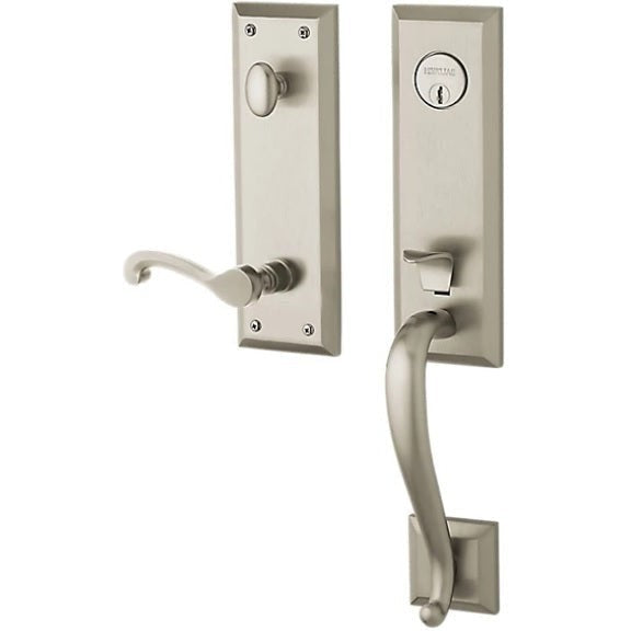 Baldwin Estate Stonegate Single Cylinder Handleset with Interior 5445V Classic Lever in Lifetime Satin Nickel finish