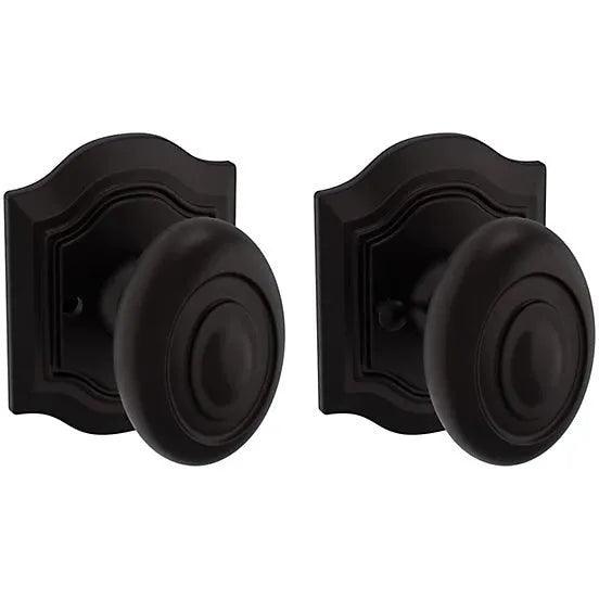 Baldwin Estate 5077 Bethpage Privacy Knob with R027 Rosette in Oil Rubbed Bronze finish