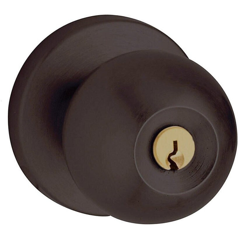 Baldwin Estate 5215 Keyed Contemporary Knob with Contemporary Rosette in Oil Rubbed Bronze finish