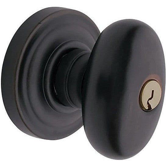 Baldwin Estate 5225 Keyed Egg Knob with Classic Rosette in Oil Rubbed Bronze finish