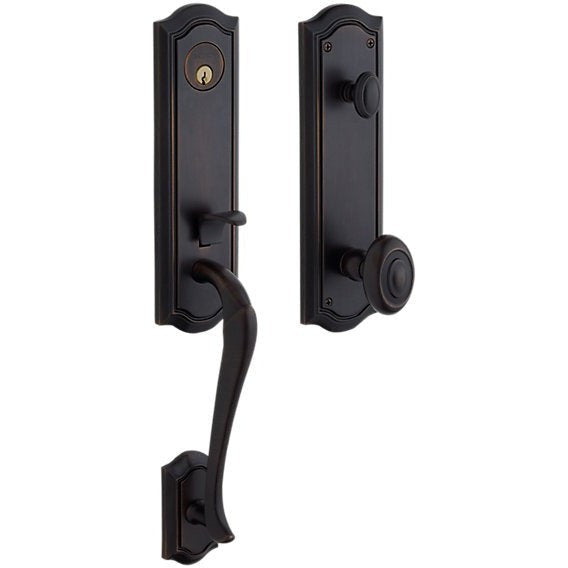 Baldwin Estate Bethpage Single Cylinder Handleset with Interior 5077 Knob in Oil Rubbed Bronze finish