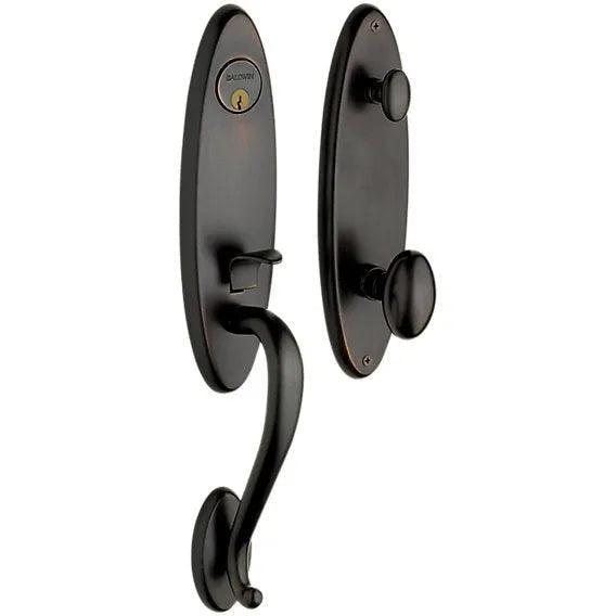 Baldwin Estate Blakely Single Cylinder Handleset with Interior 5025 Egg Knob in Oil Rubbed Bronze finish