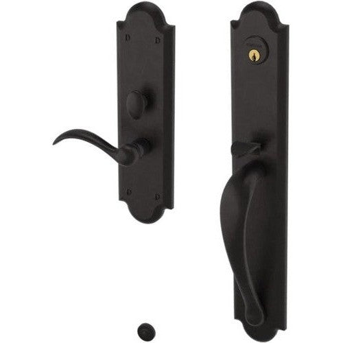 Baldwin Estate Boulder Full Escutcheon Handleset Trim with Interior Lever in Oil Rubbed Bronze finish