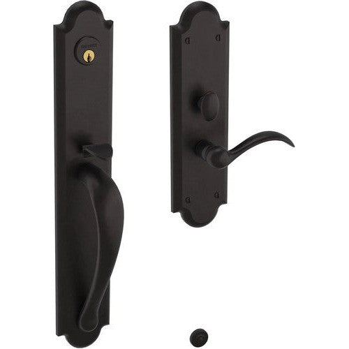 Baldwin Estate Boulder Full Escutcheon Handleset Trim with Interior Lever in Oil Rubbed Bronze finish